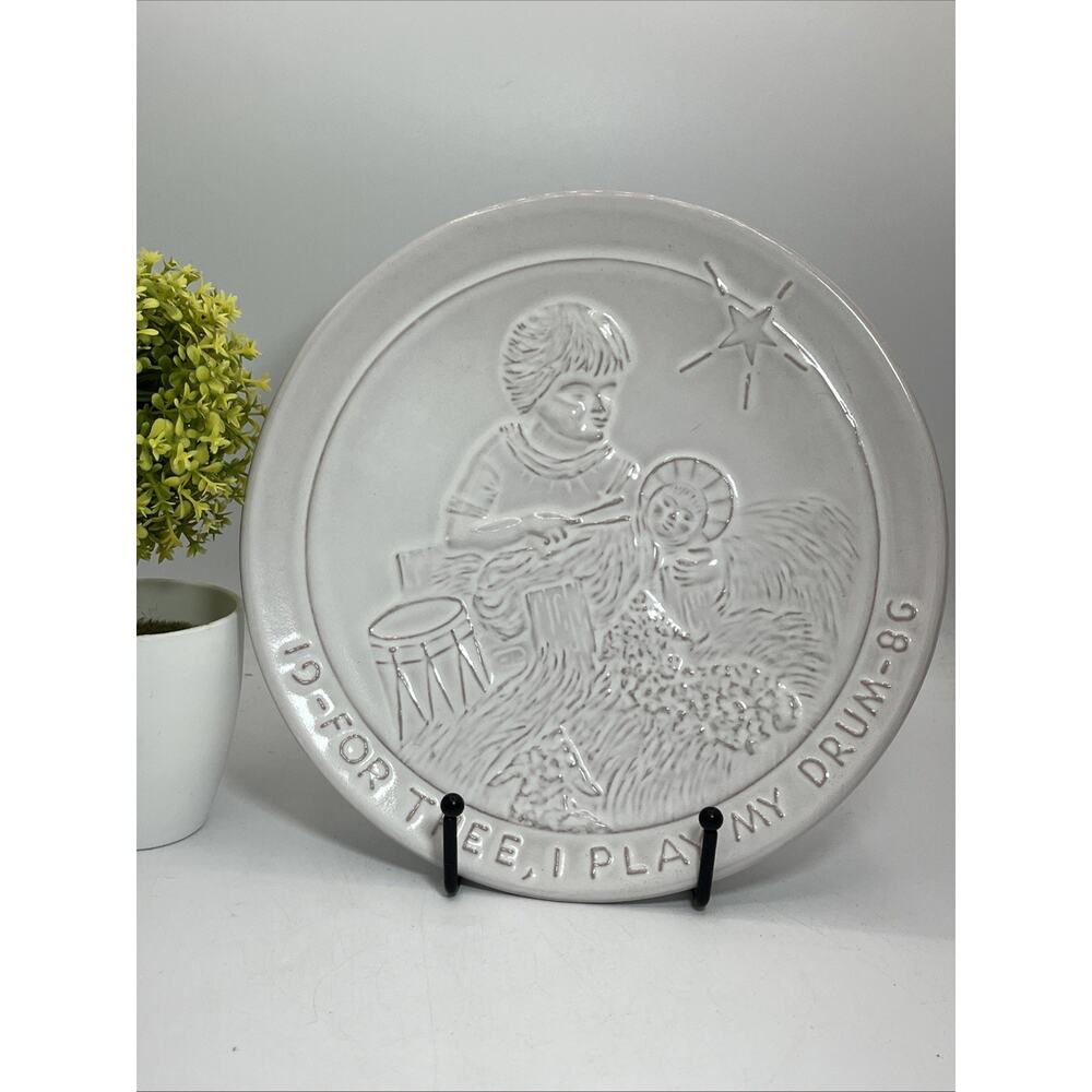 Frankoma 1986 Annual Christmas Plate “For Thee, I Play My Drum” Vtg Pottery Art